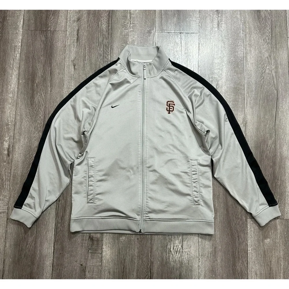 Nike San Francisco Giants Full Zip Track Jacket Mens XL Gray Casual MLB Team